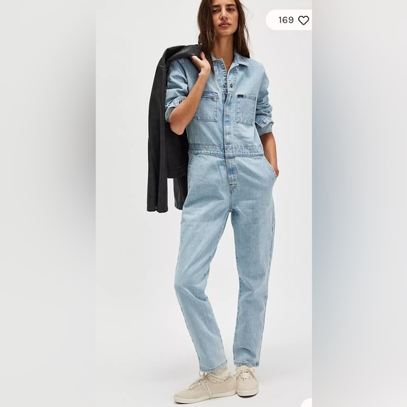 FREE PEOPLE LEE UNIONALLS JUMPSUIT ROMPER NWT RETRO VINTAGE ANTHROPOLOGIE DENIM - Picture 1 of 15